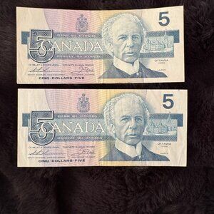 Canada 1986 $5 Banknote – Birds of Canada Series – Vintage Currency